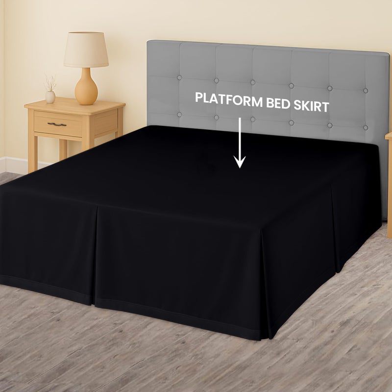 SGI Bedding 12 inch Drop Bed Skirt Queen Size - Platform Style with Secure Fit, Classic Tailored Look, Elegant Pleated Style Dust Ruffle, Split Corners, Wrinkle Resistant Microfiber - Black - Image 3